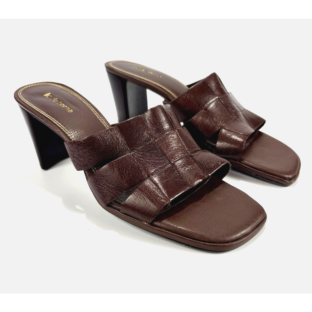 NEW Liz Claiborne Heels Women SZ 10M Vintage Slip On Shoes Brown Strappy Sandals